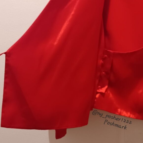 *𝓥𝓲𝓷𝓽𝓪𝓰𝓮 𝐂𝐇𝐑𝐈𝐒𝐓𝐈𝐄 & 𝐉𝐈𝐋𝐋 Wrap Stretch Satin Blouse L 🔴 - Picture 5 of 8